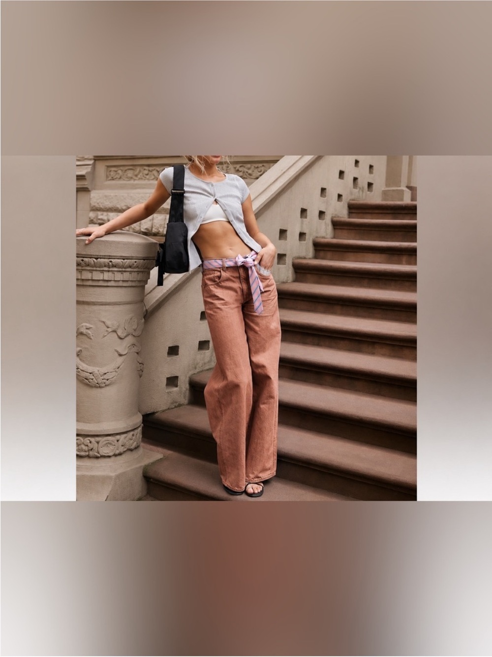 NWOT Free People We The Free CRVY Gia Wide-Leg Jeans - sand dune mauve - 27 - Picture 5 of 12